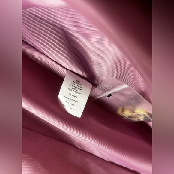 Talbots Lavender Single Breasted Wool Viscose Blend Winter Coat size large - Picture 12 of 13